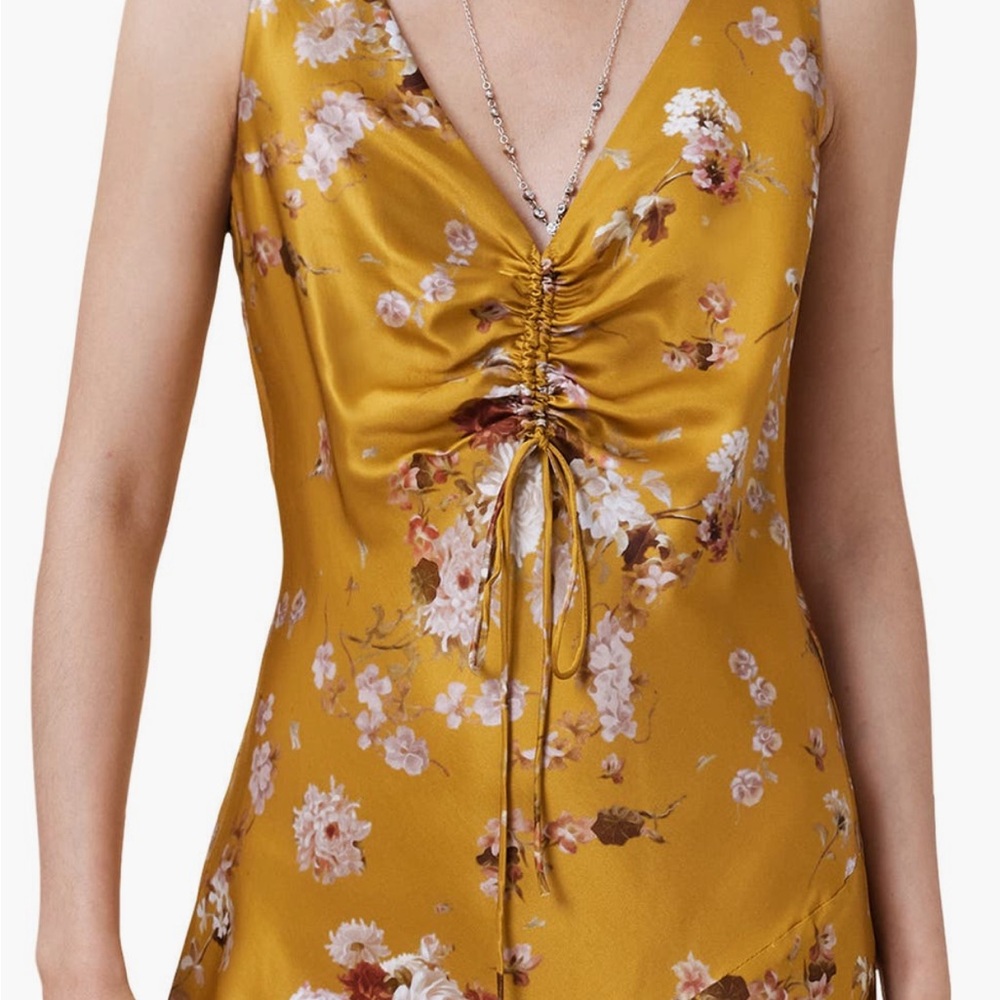 All Saints Floral Mustard Dress